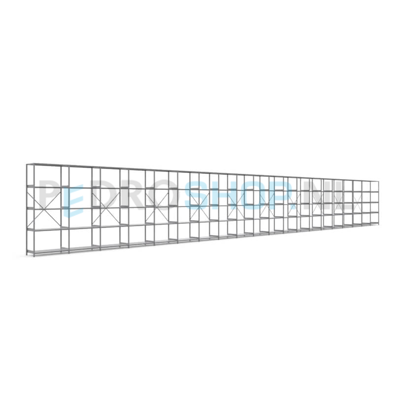 Metalen stellingkast: 250cm (h) x 50cm (d) x 2015.6cm (l)