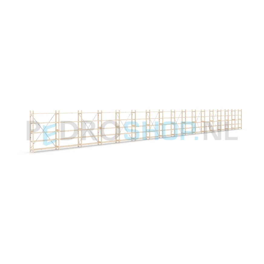 Houten stellingkast Easyrack: 150cm (h) x 30cm (d) x 1603cm (l)
